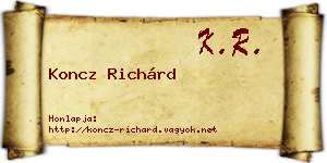 Koncz Richárd névjegykártya
